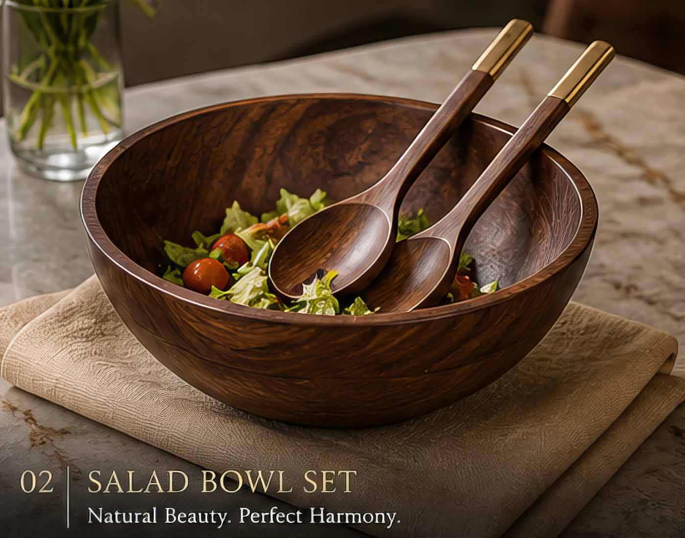 Wooden Salad Bowl Set