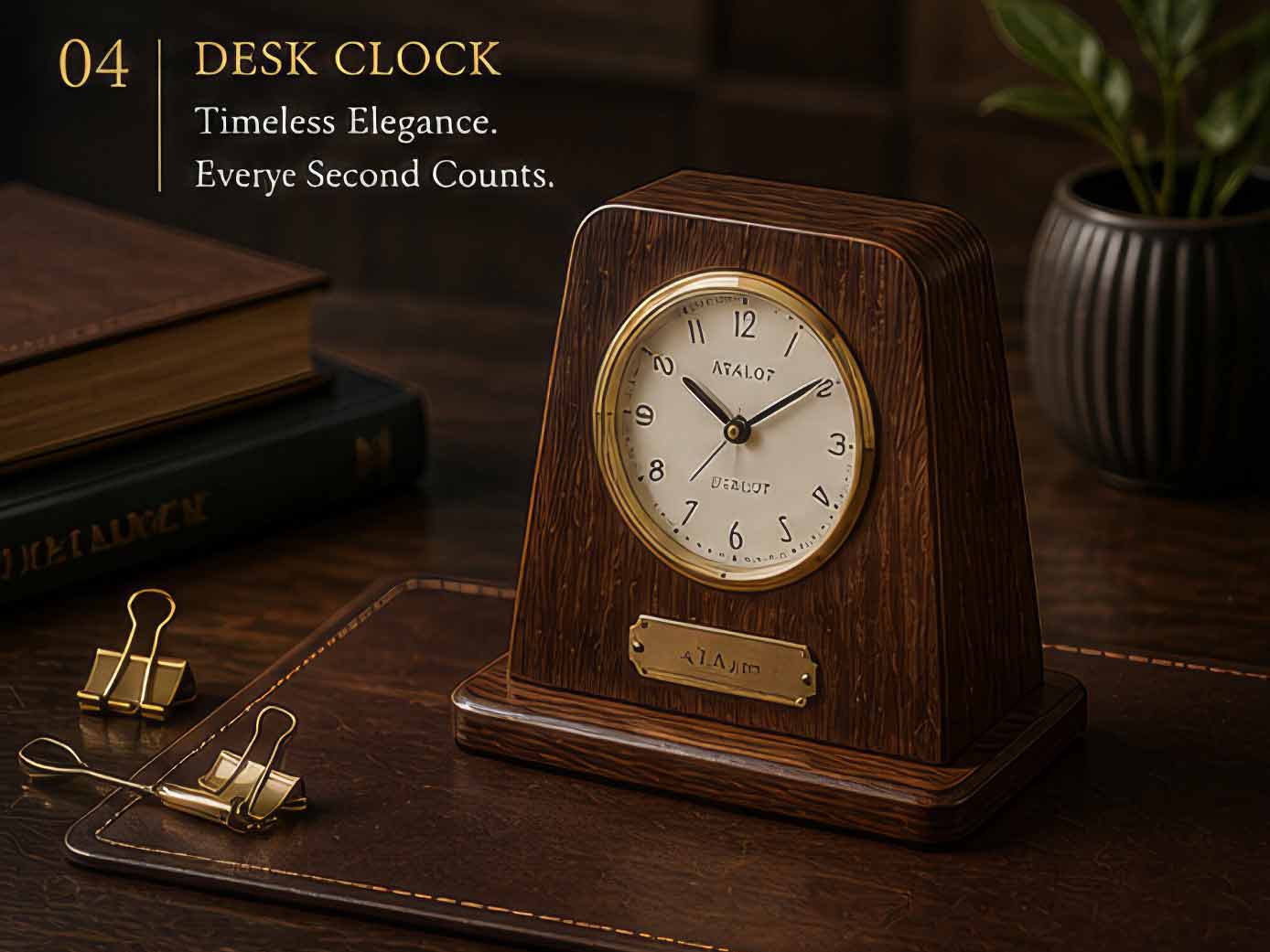 Premium Wooden Desk Clock